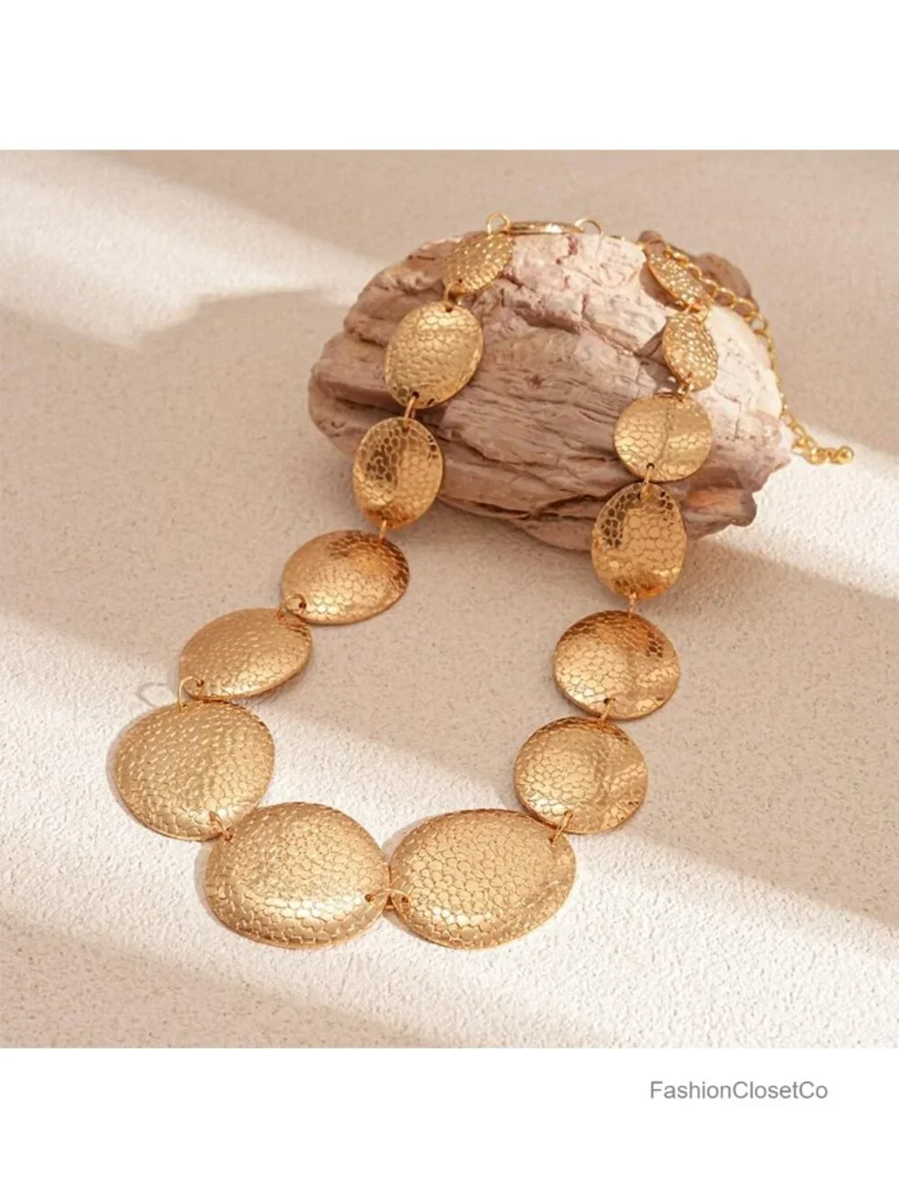Layered Coin Necklace Statement Bib Chain Choker